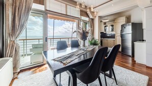 Superior Apartment | Living area | 50-inch LED TV with satellite channels - Vollga Luxury Seafront Suite (Durrës)
