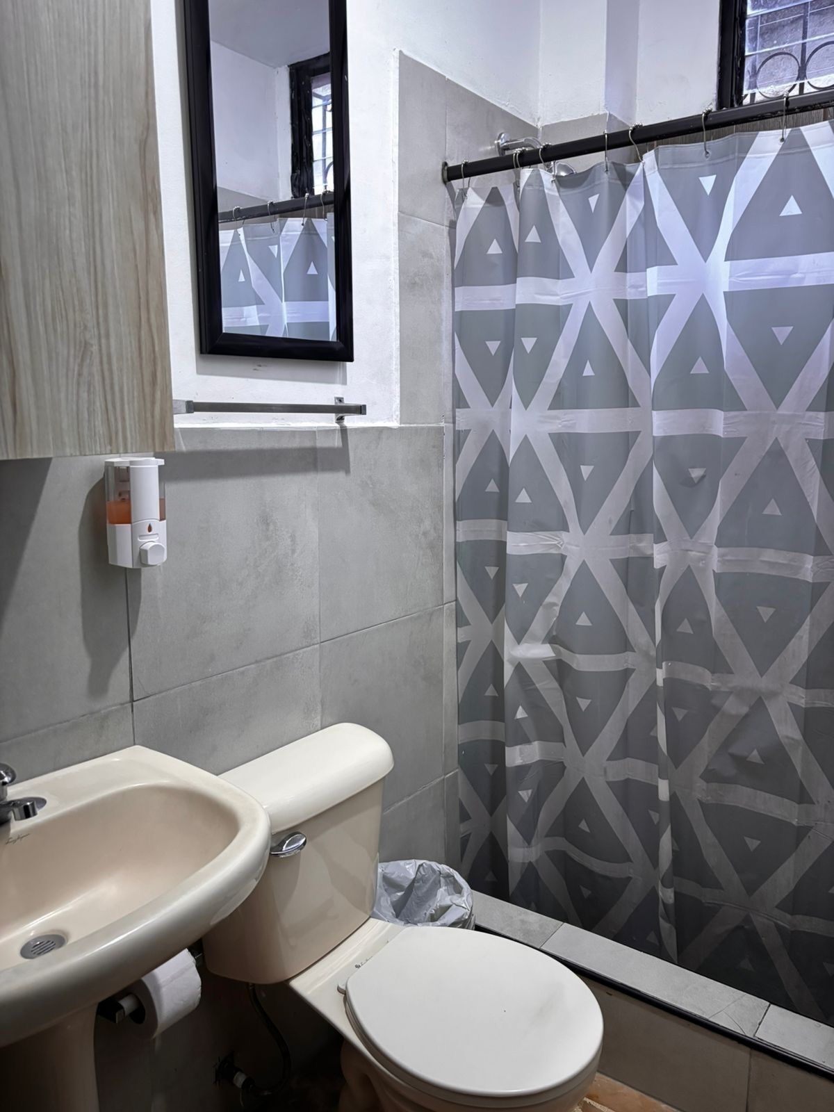 Douche, serviettes fournies, papier toilette