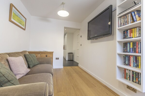 TV, DVD player, books