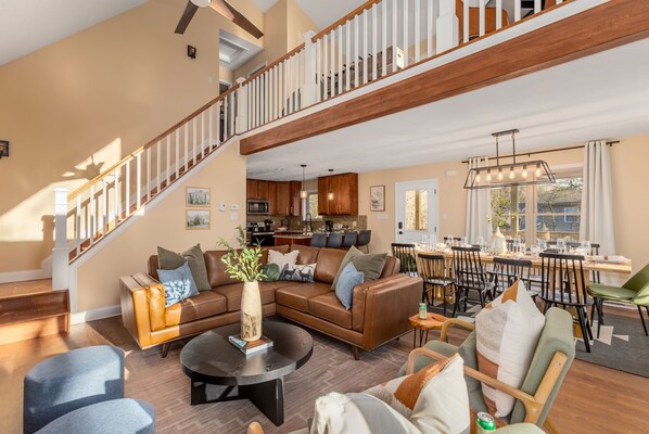 Smart TV, fireplace, table football