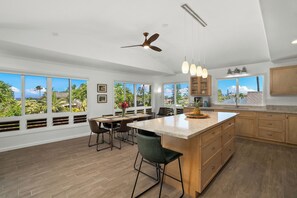 Fridge, microwave, oven, stovetop - 4Br 4.5 Ba Punahele House with Ocean and Mountain Views, Beach Gear, Near Queens Pond (Princeville)