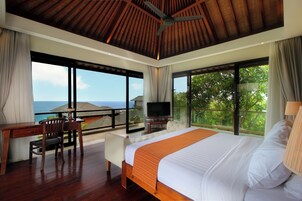 Villa - 4 sovrum - privat pool - havsutsikt | Värdeförvaringsskåp på rummet, skrivbord och arbetsyta för laptop