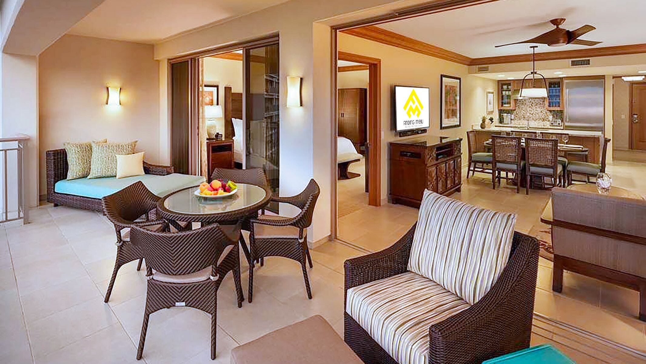 Smart TV, fireplace, DVD player, foosball