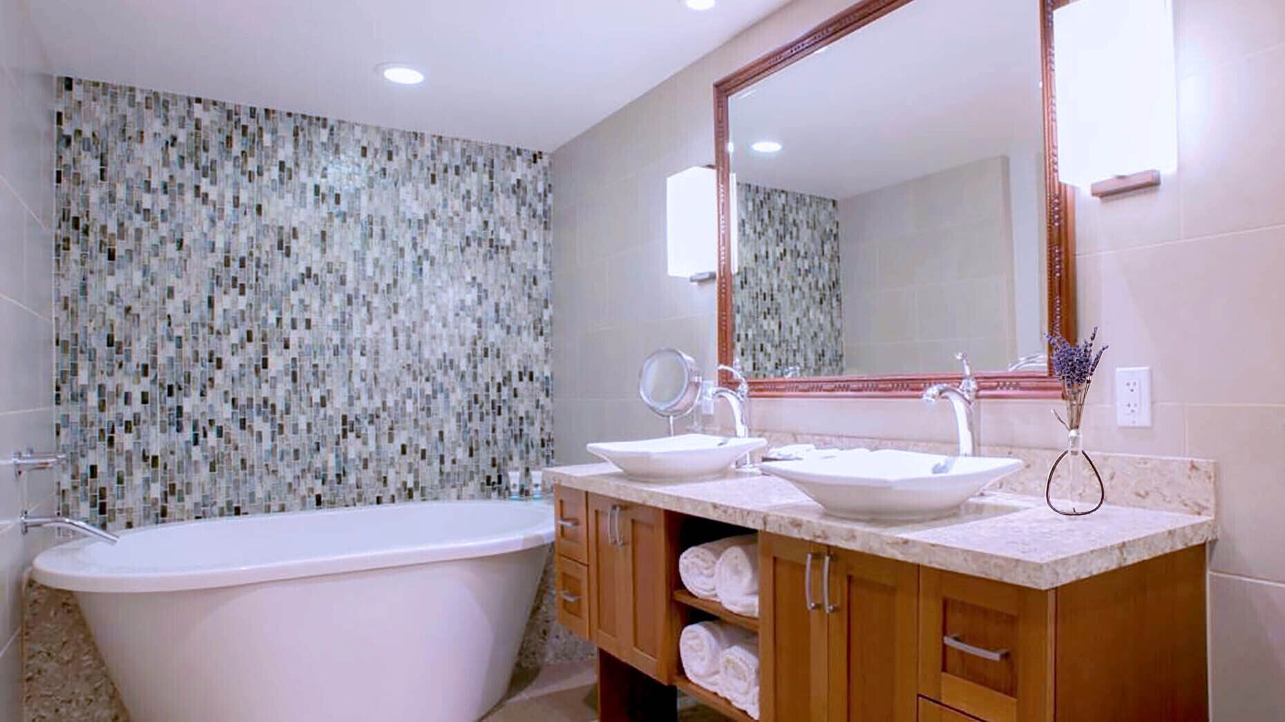 Eco-friendly toiletries, hair dryer, towels, soap