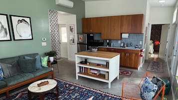 Smart TV, books, music library, stereo