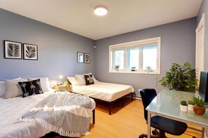 2 bedrooms, desk, travel crib, WiFi