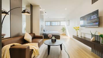 Studio, 1 grand lit, vue ville | 1 chambre, rideaux occultants, fer et planche à repasser, Wi-Fi gratuit