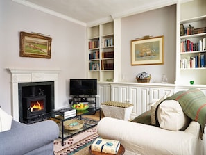 Smart-tv, pejs, bøger, kontorer