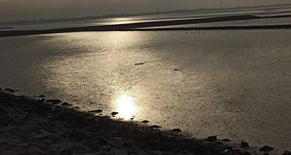 Kleine Ferienwohnung , Direkt am Deich und Hafen von Eckwarden mit Gartennutzung