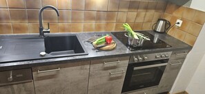 Fridge, oven, dishwasher, coffee/tea maker - Chasa La Plavna: Charming 2.5 room flat with large balcony near the golf course (Vulpera)