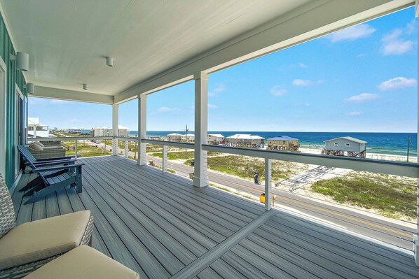 Terrace/patio - Luxury Beach Home, Private Heated Pool, 100 Steps To Beach, Panoramic Gulf Views (Gulf Shores)