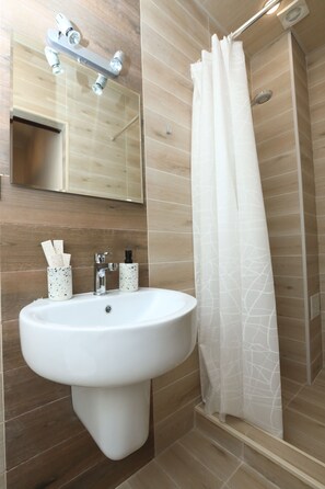 Standard Double Room | Bathroom | Shower, rainfall showerhead, free toiletries, hair dryer