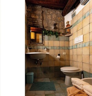 Shower, jetted bath, hair dryer, bidet