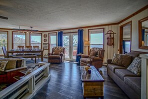 Smart TV, fireplace, table football