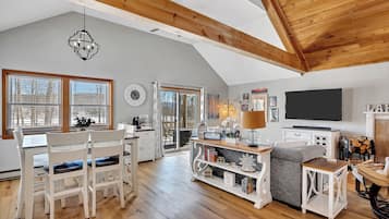 Smart TV, fireplace, video games, foosball