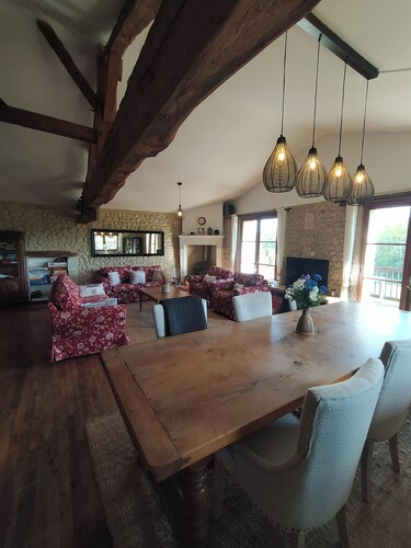 5 Bedroom countryside gite with heated  pool close to Chalais, terraces & garden
