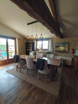 Dining - 5 Bedroom countryside gite with heated  pool close to Chalais, terraces & garden (Chalais)