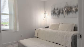 4 bedrooms, iron/ironing board, travel cot, WiFi