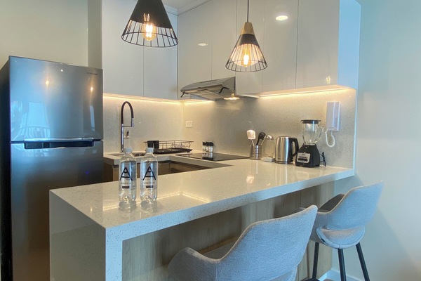 Apartamento (202) | Cocina privada | Frigorífico, microondas, horno y tostadora