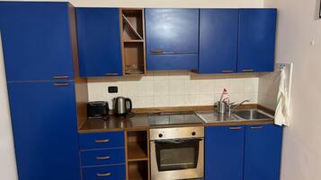 Apartment | Private kitchen | Fridge, microwave, oven, stovetop