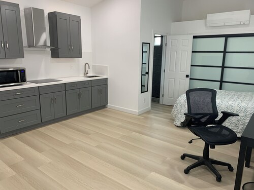 New Private Studio with Bed, attached bathroom and kitchen with SS appliances.