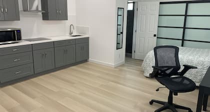 New Private Studio with Bed, attached bathroom and kitchen with SS appliances.