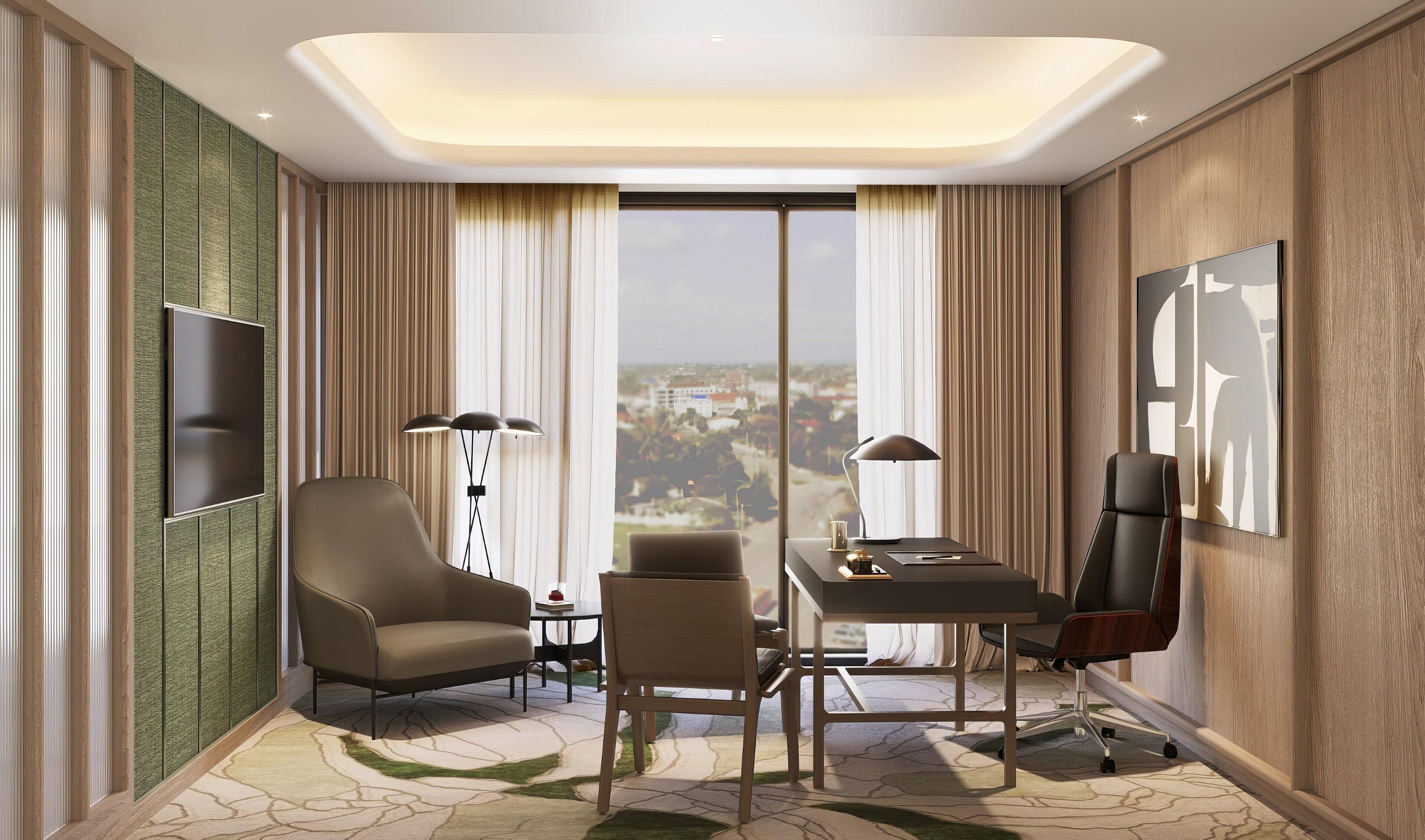 Suite, 1 habitación, cocineta (High Floor, Mekong View) | Minibar, caja de seguridad en la habitación y escritorio 