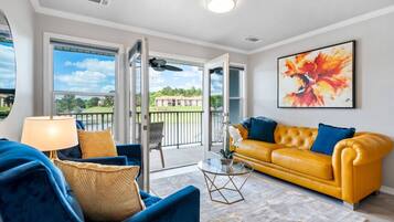 TV, fireplace, foosball