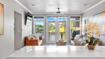 TV, fireplace, table football