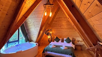 豪華單棟小屋, 山景 | 1 間睡房、埃及棉床單、高級寢具、Tempur-Pedic 床墊