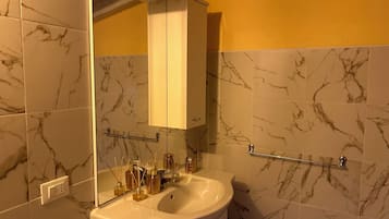 Shower, bidet, towels, toilet paper