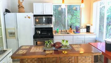 Fridge, microwave, oven, toaster