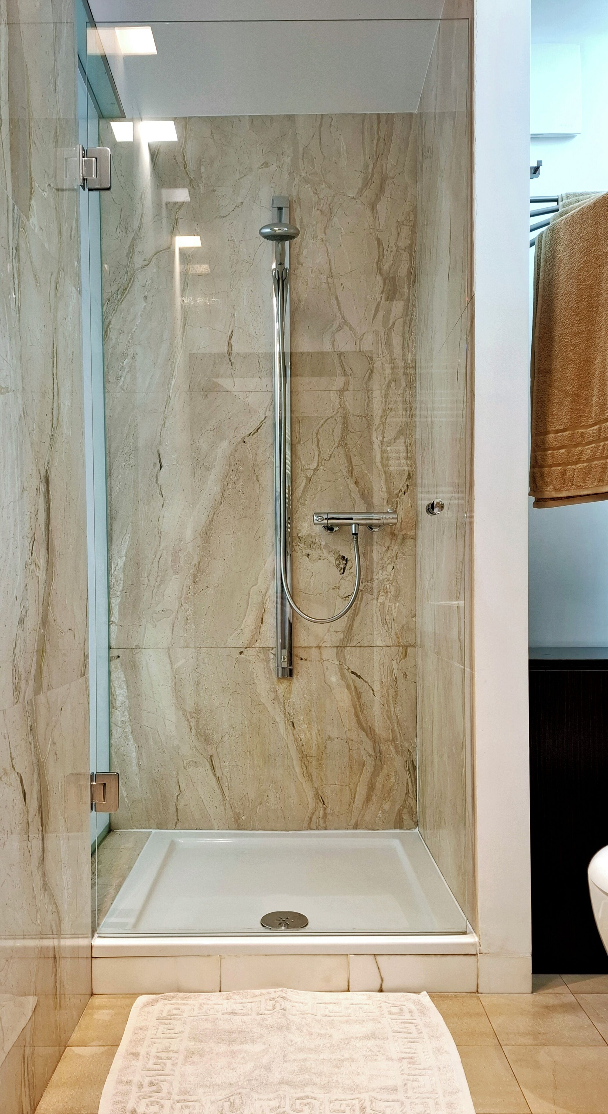 淋浴设施、吹风机、毛巾、肥皂