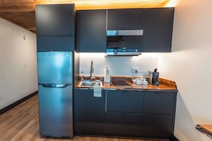 Standard-huone, parveke, merinäköala | Yksityinen keittiö | Täysikokoinen jääkaappi, mikroaaltouuni, liesi, espressokone