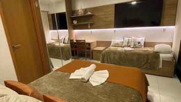 Apartamento superior | 1 quarto, roupas de cama de algodão egípcio, roupas de cama premium