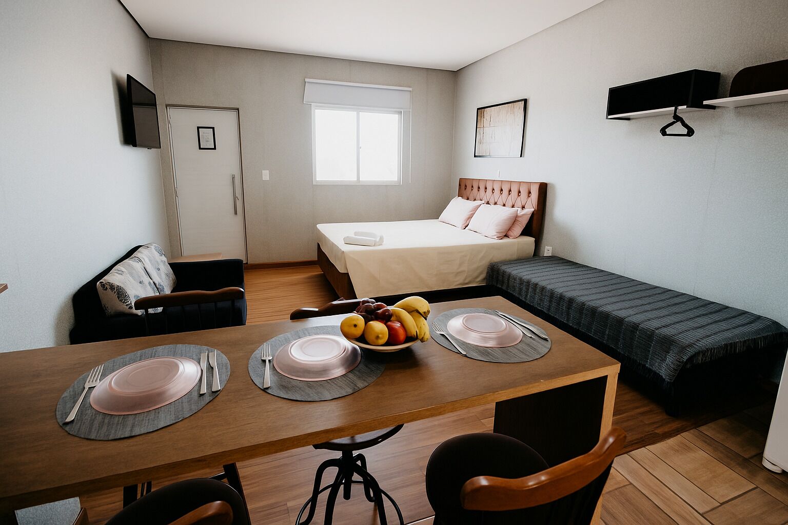 Family Double Room, Courtyard View | Private kitchen | Microwave, stovetop, espresso maker, griddle