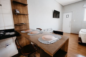 Family Double Room, Courtyard View | Private kitchen | Microwave, stovetop, espresso maker, griddle