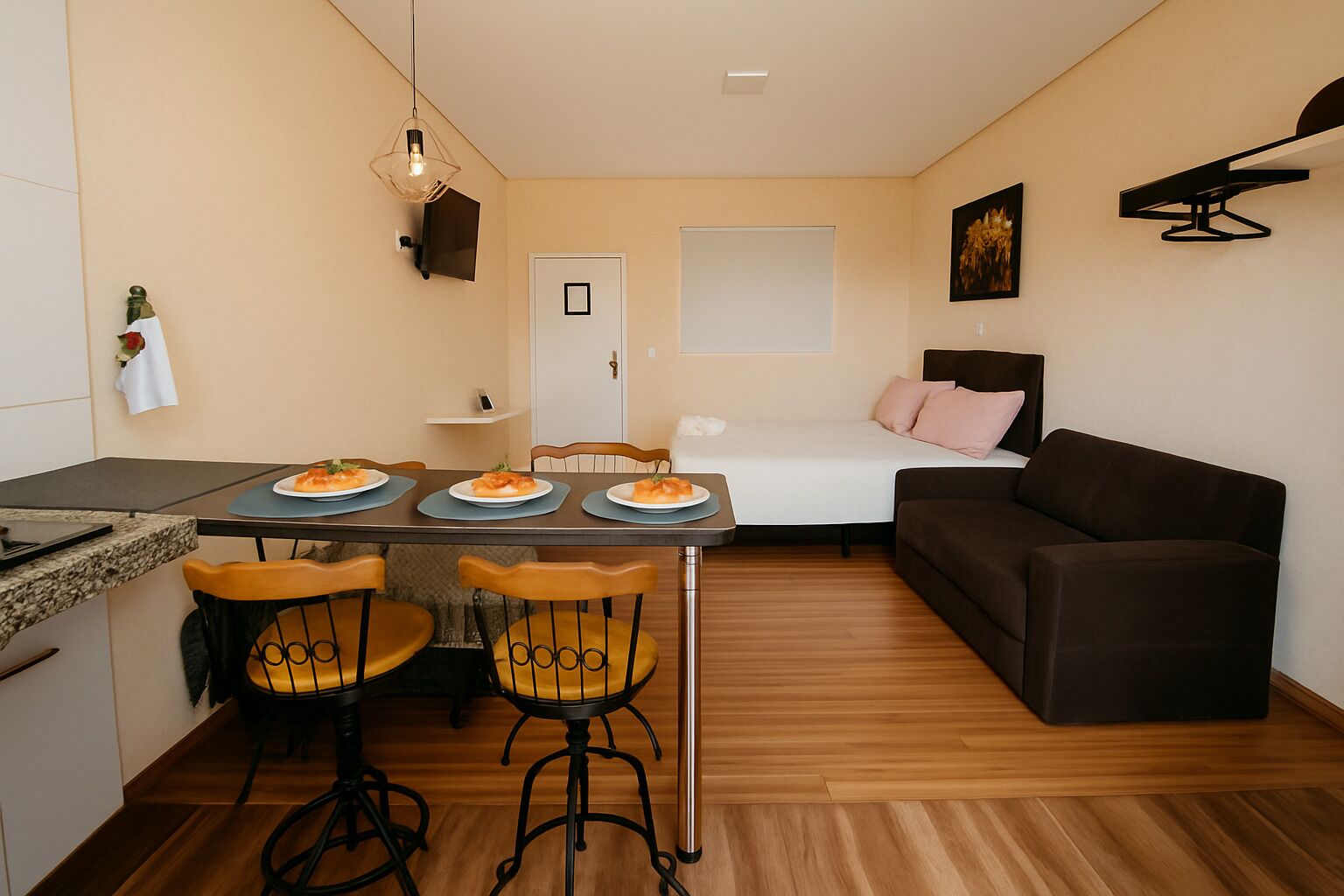 Suíte estúdio família, vista para o pátio | Cozinha privada | Micro-ondas, cooktop, máquina de café expresso, chapa