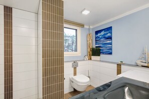 Douche, sèche-cheveux, serviettes fournies