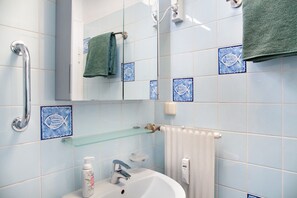 Douche, sèche-cheveux, serviettes fournies