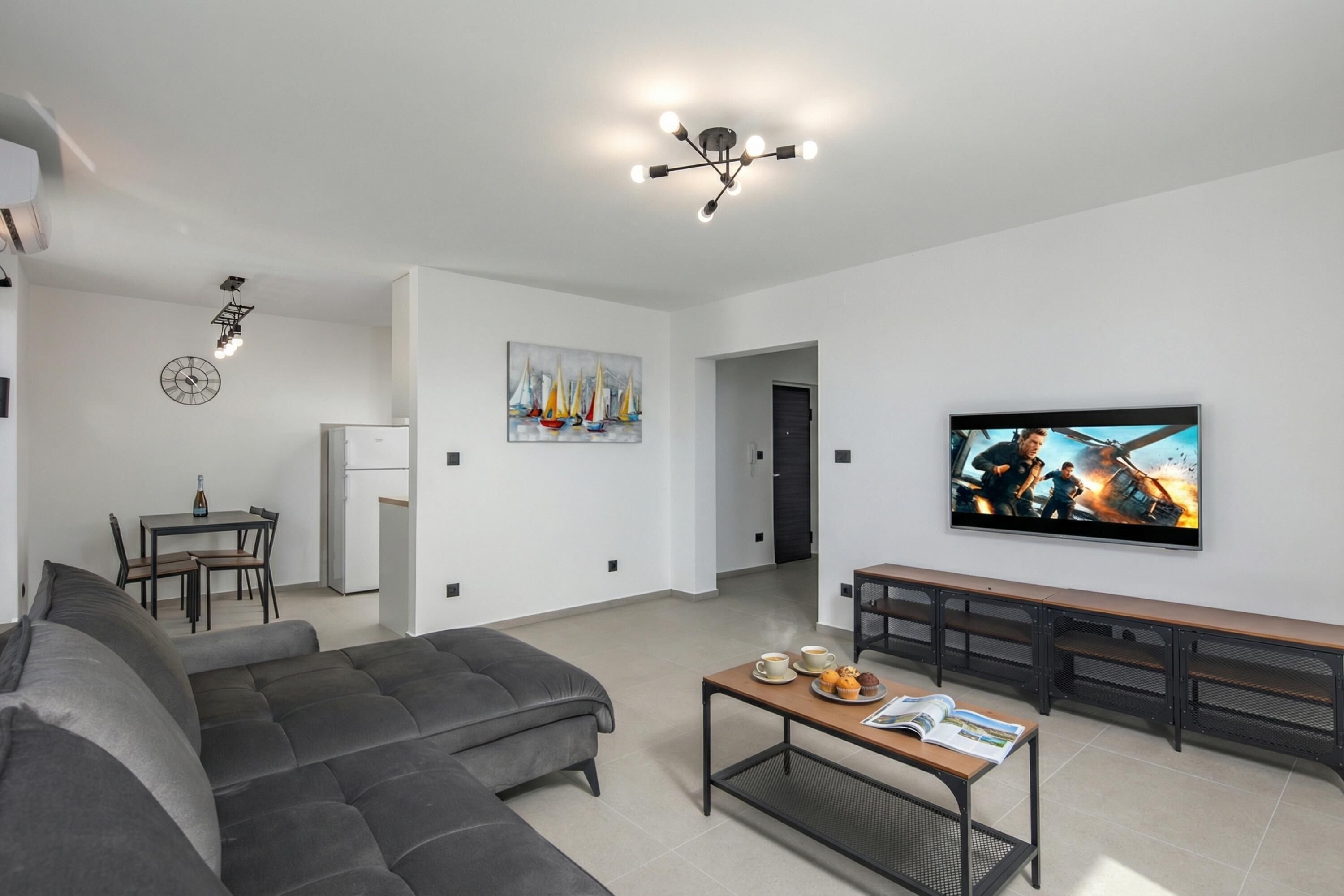 패밀리 아파트, 침실 여러 개 (City Seaview Apartment Vigo) | 거실 공간 | 디지털 채널 시청이 가능한 21인치 평면 TV