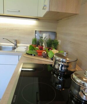 Kjøleskap, ovn, kokeplater og oppvaskmaskin