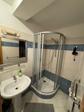Regadera, secadora de cabello, bidet, toallas