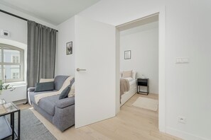 Leilighet, 1 soverom, kjøkken | Oppholdsrom