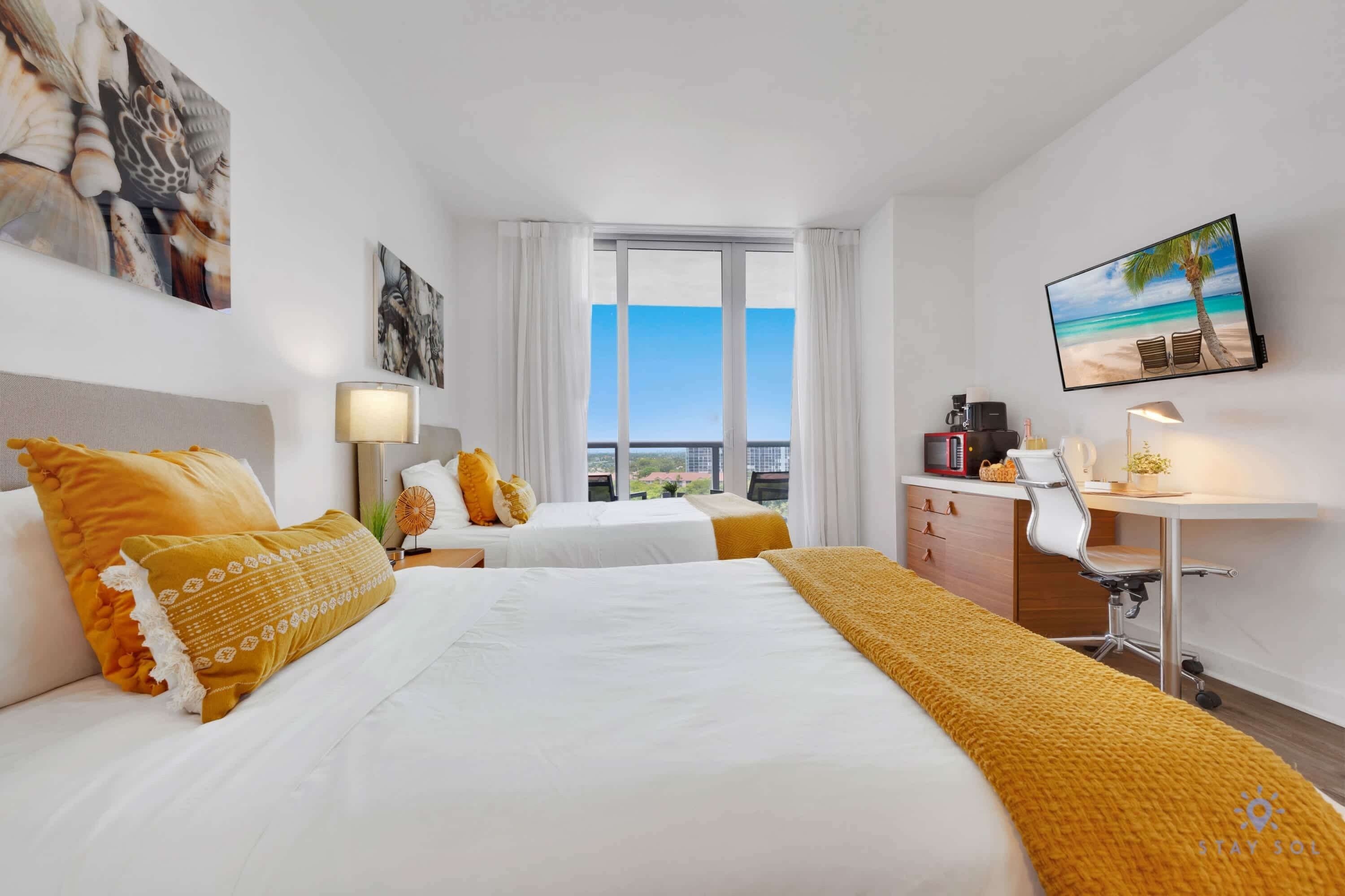 Desk, iron/ironing board, travel crib, WiFi