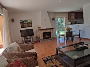 Télévision, cheminée