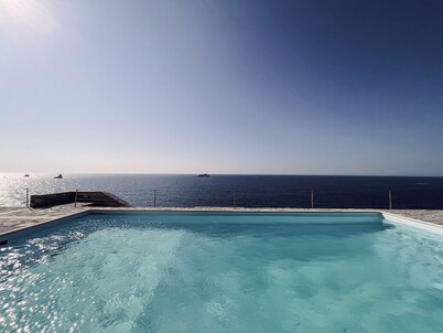 Cliff Villa Paros, 115sq.m | Panoramic sea view | Shared Pool |Spacious Terraces
