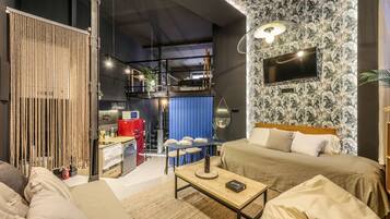 2 dormitorios, escritorio, tabla de planchar con plancha y wifi