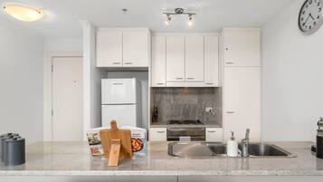 Fridge, microwave, oven, dishwasher