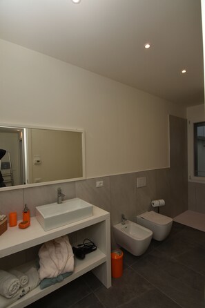 シャワー、ヘアドライヤー、ビデ、タオル